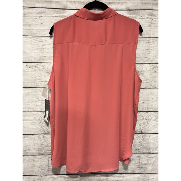 Washing women sleeveless slate rose collared button up blouse size XL outdoors - Picture 2 of 8